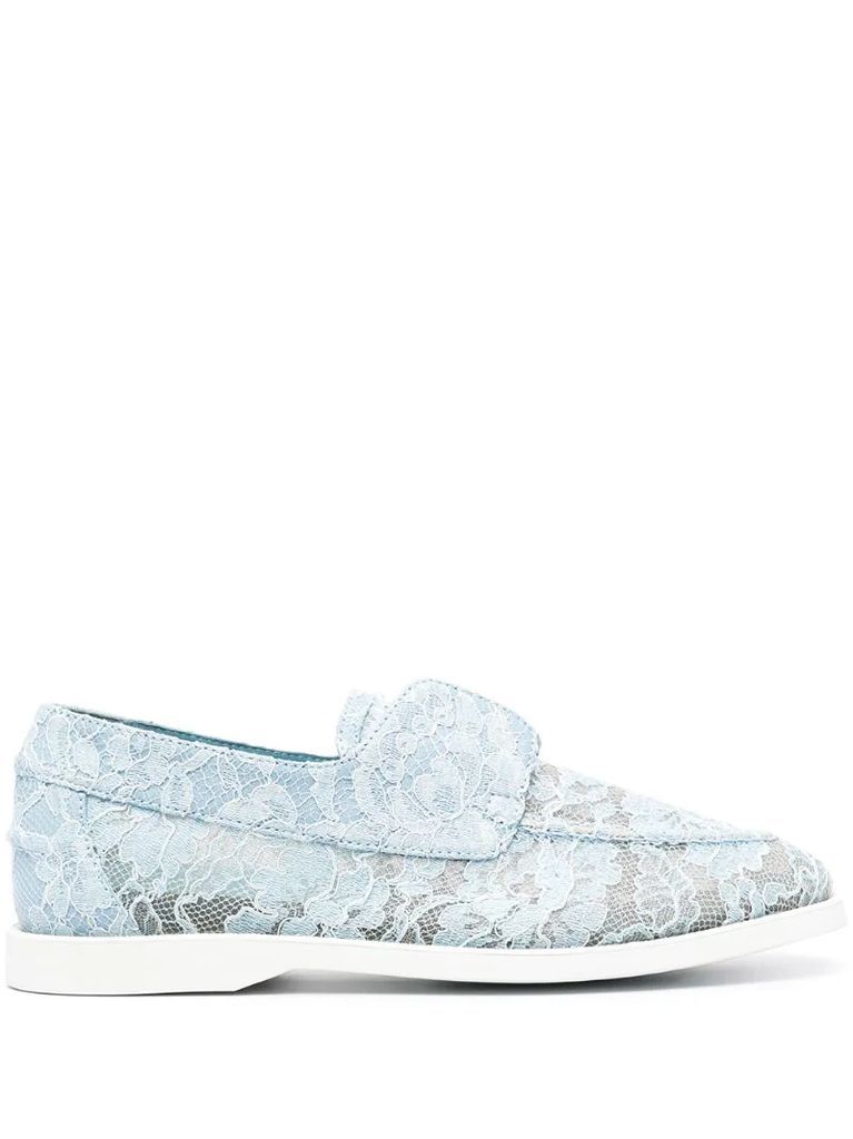 floral lace loafers