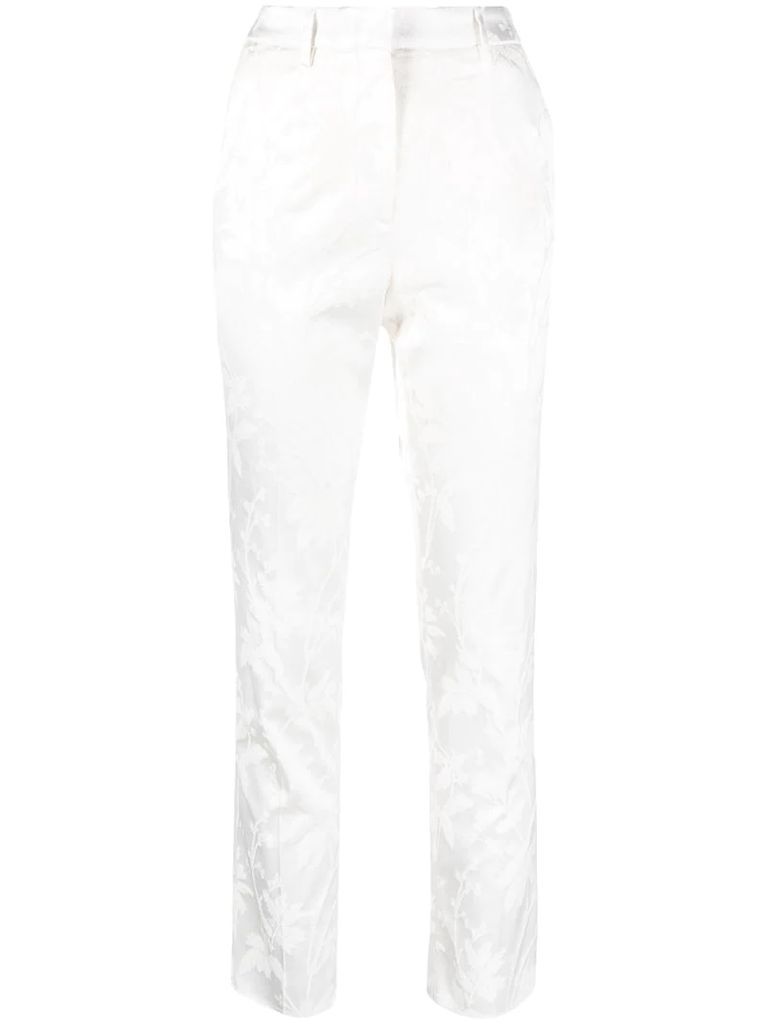 floral-jacquard tailored trousers