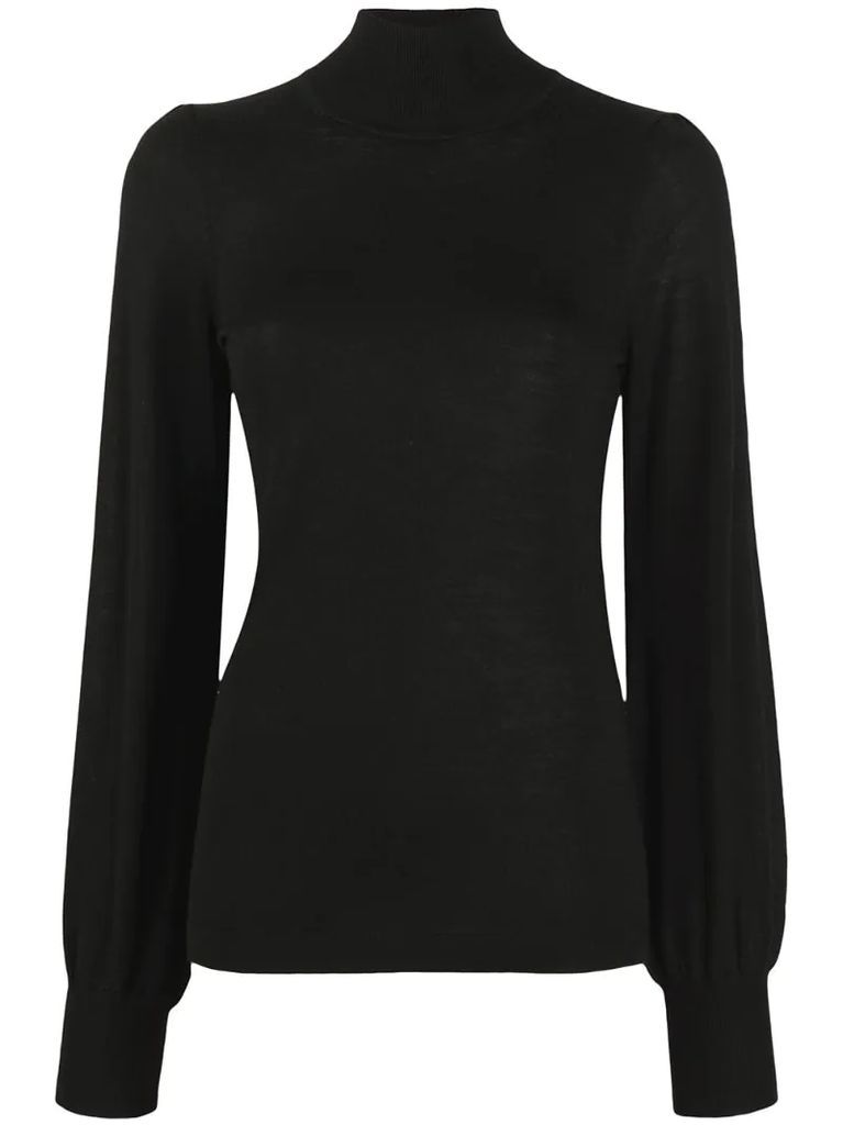 blouson sleeve merino wool jumper