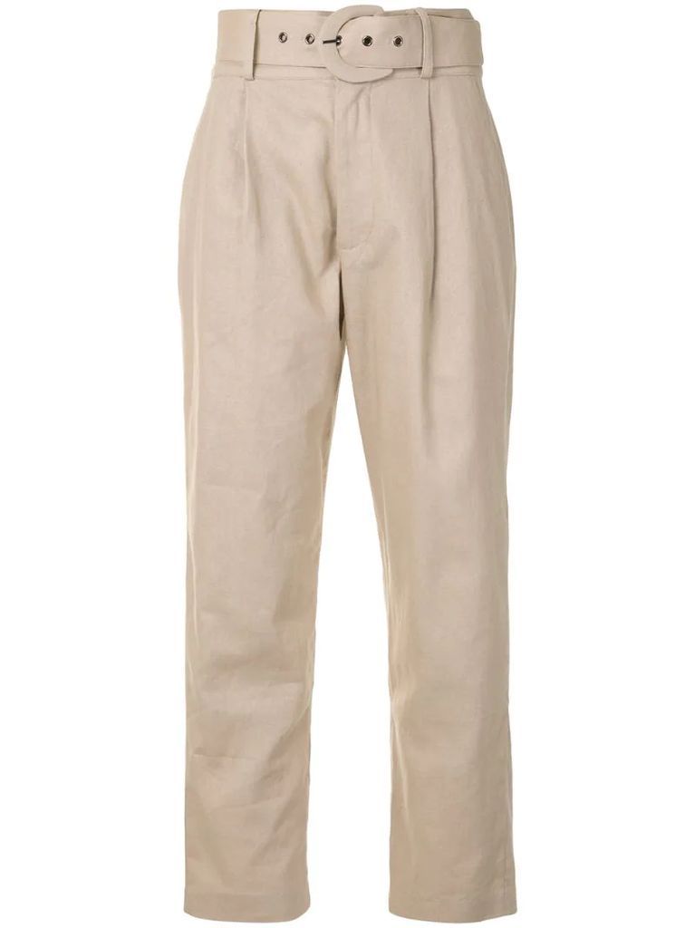 low-waist belted trousers