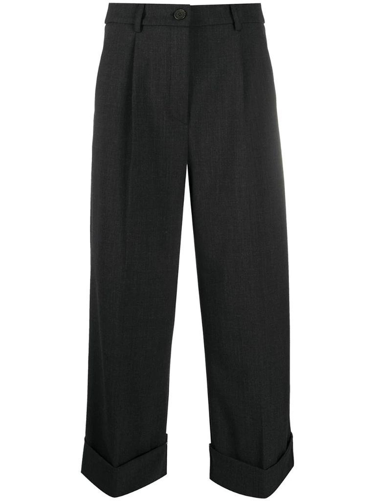 high-rise cropped wide leg trousers