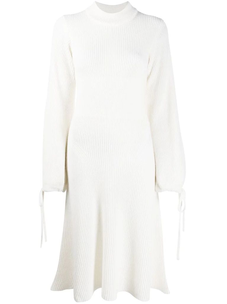 rib-knit mid-length dress