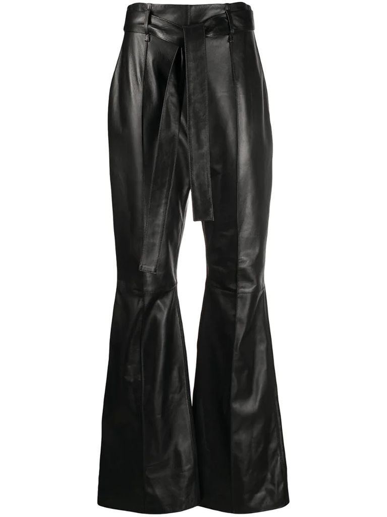 flared leather trousers