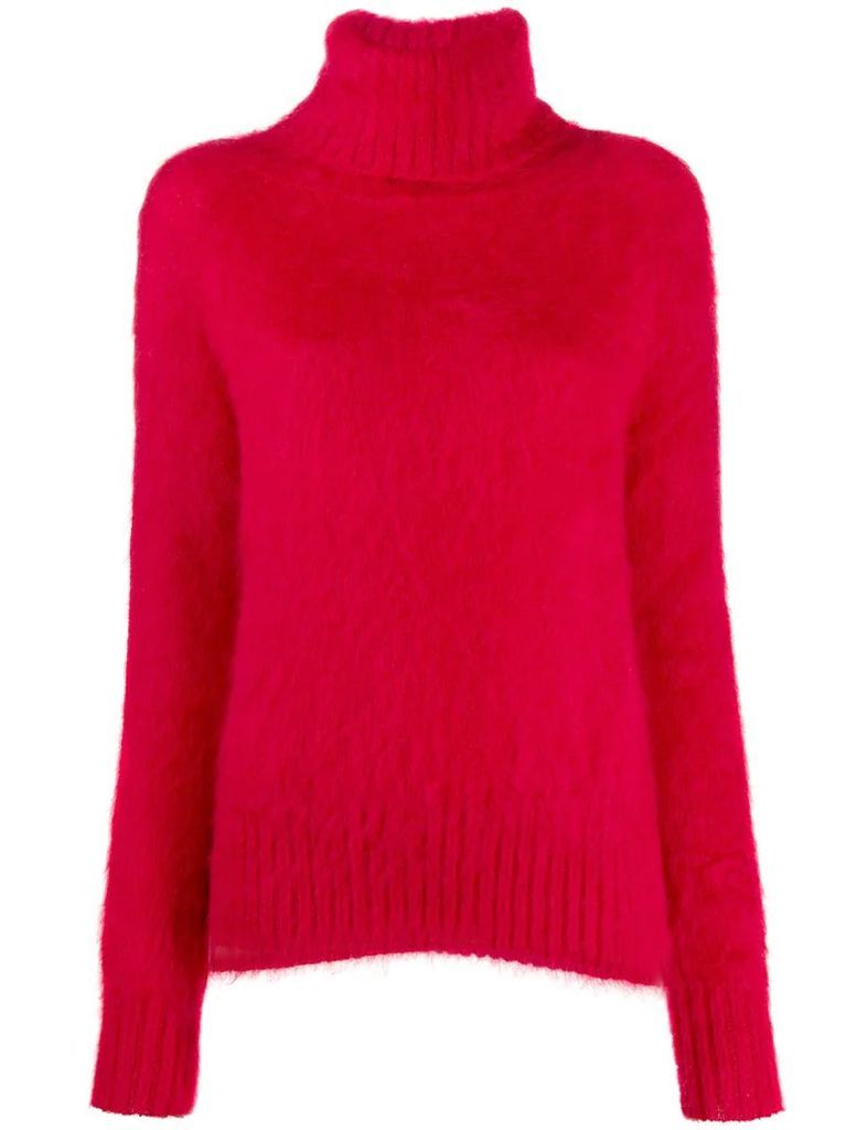 mohair-blend roll neck jumper