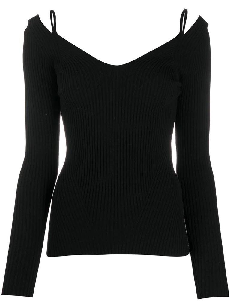 V-neck fitted knit top