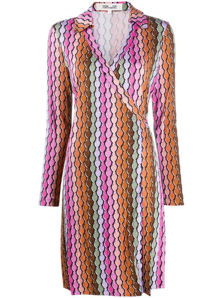 colour-block wrap silk dress