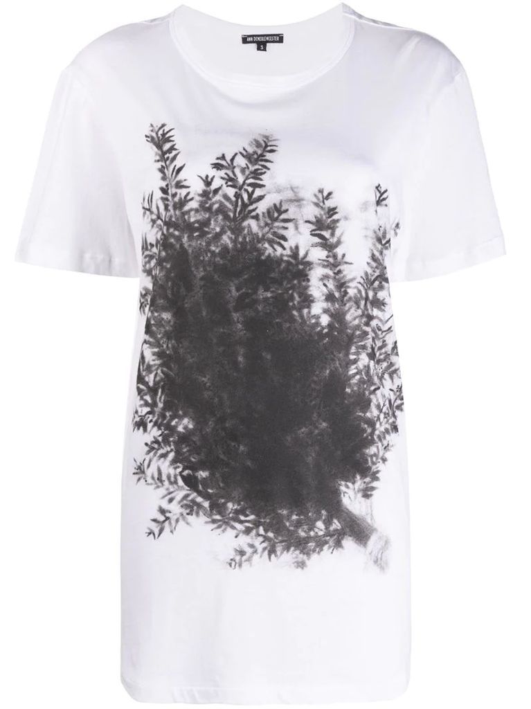 longline plant print t-shirt
