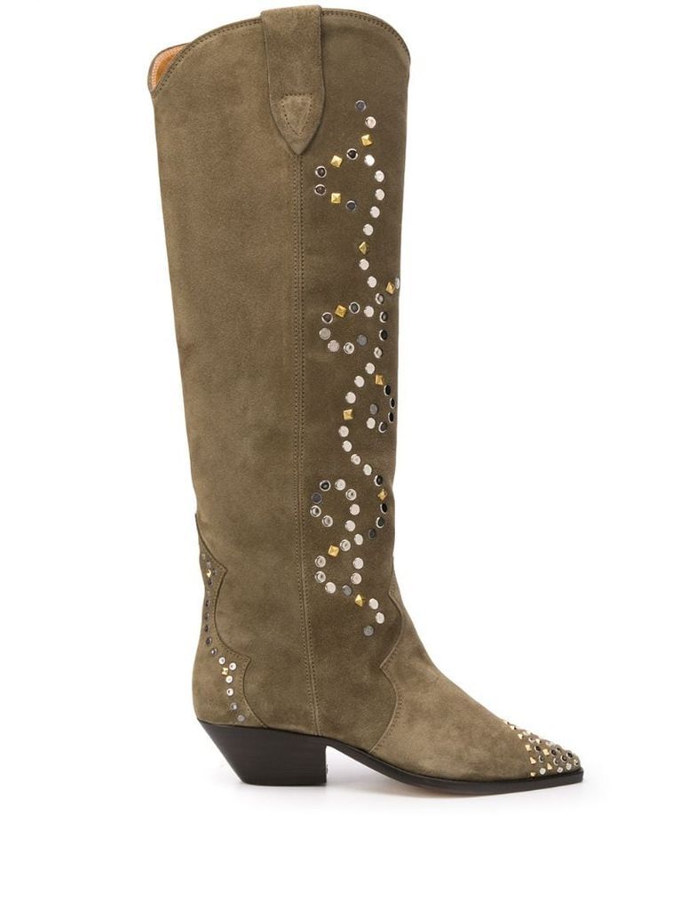 studded knee-high boots