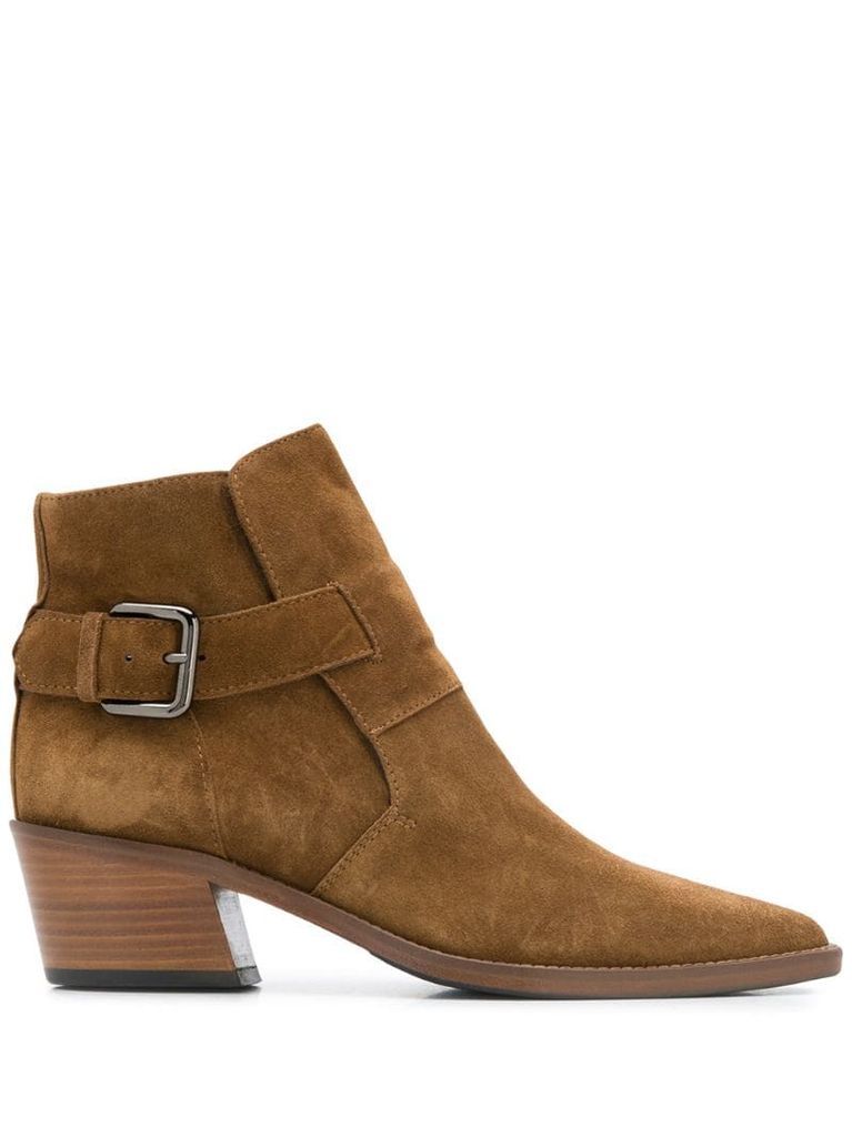 suede buckle ankle boot