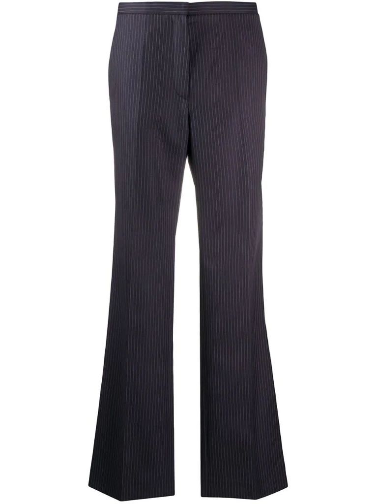 flared pinstripe trousers
