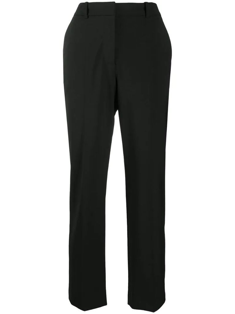 high-waisted flared tailored trousers