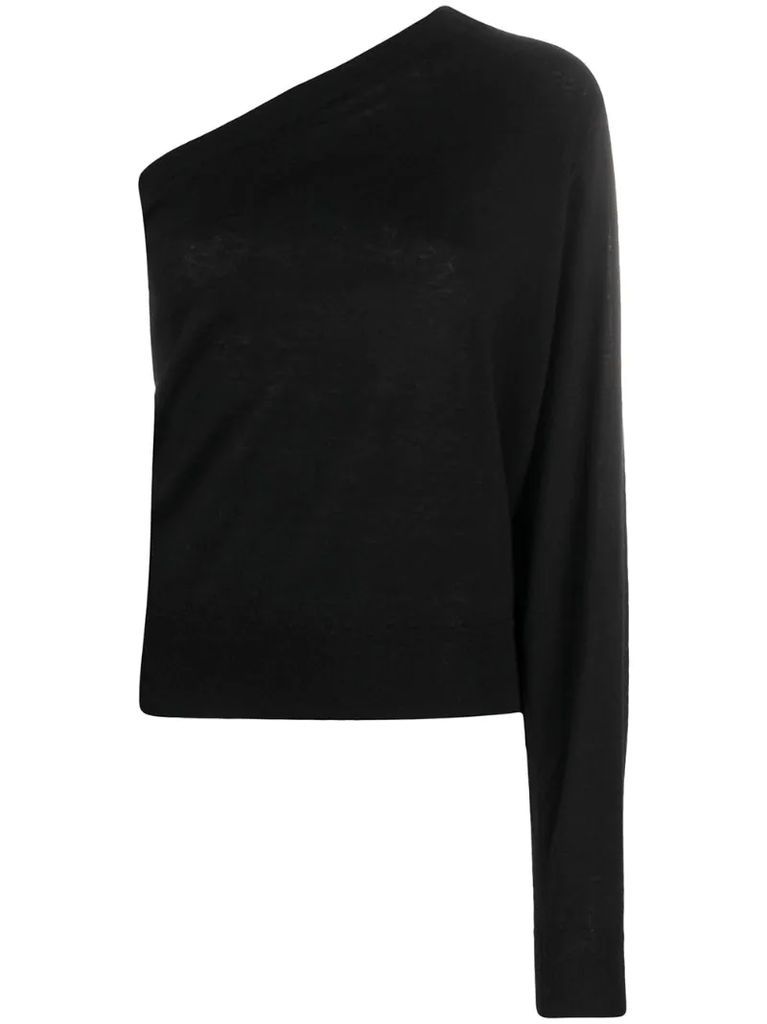 one-shoulder cashmere jumper