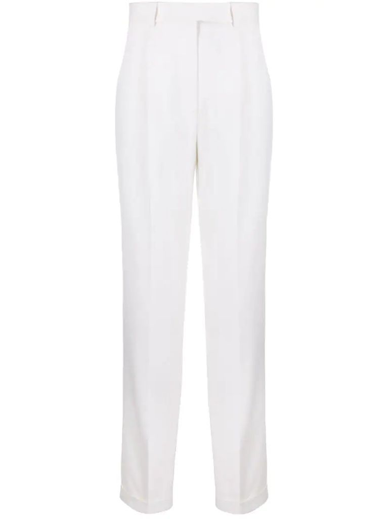 high-rise straight-leg tailored trousers