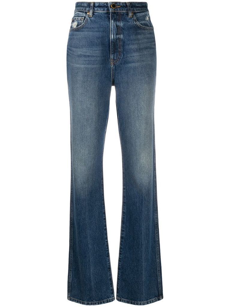 straight-leg high-rise jeans