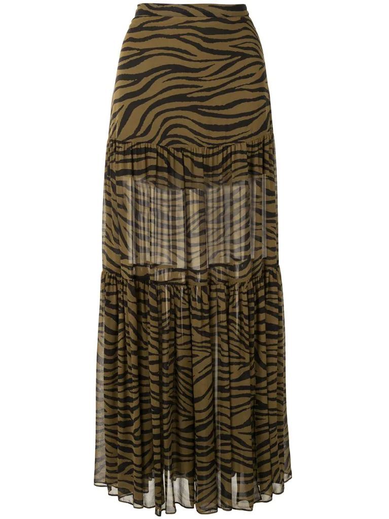 tiger print maxi skirt