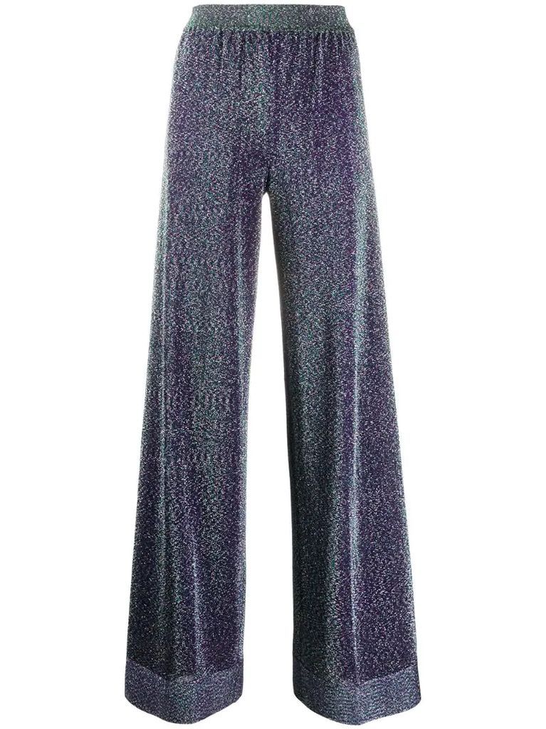high-rise wide-leg knit trousers