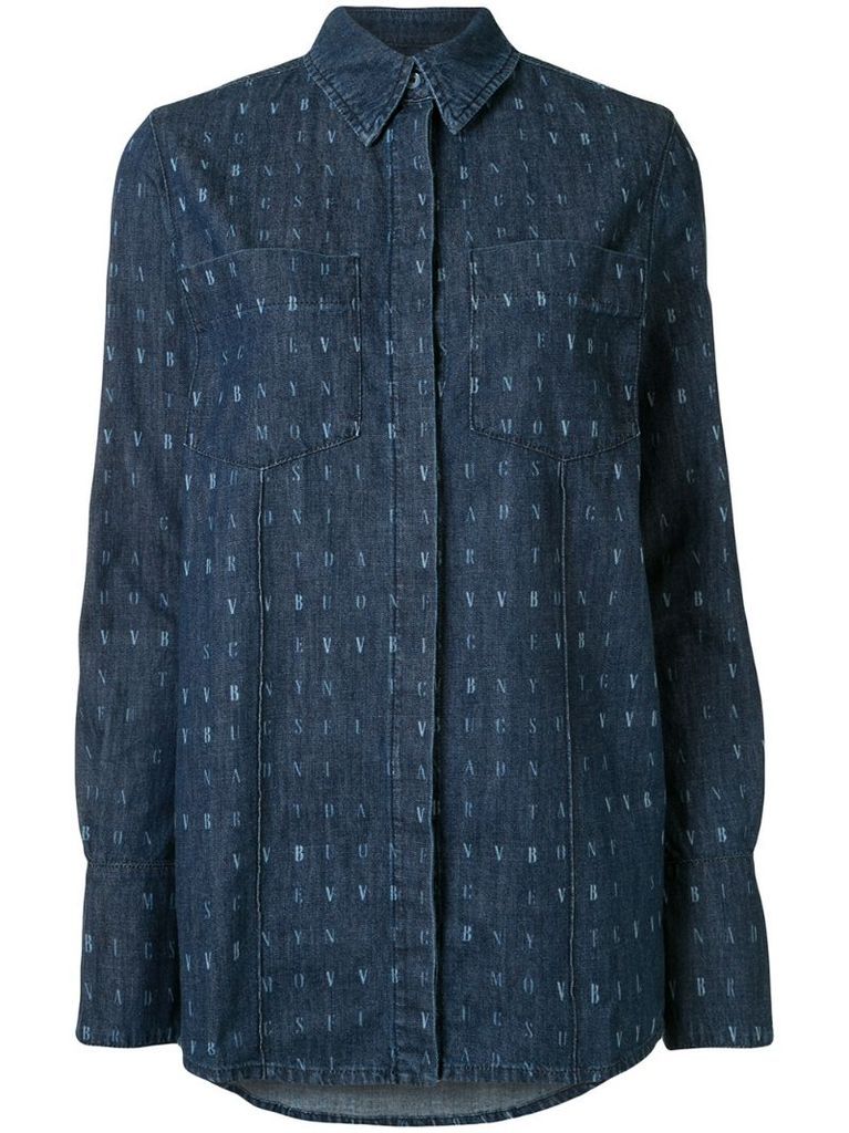 Wordsearch print denim shirt