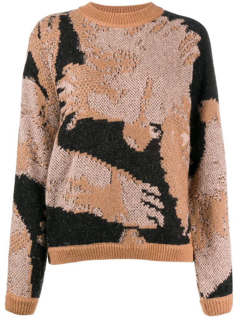 abstract intarsia knit jumper