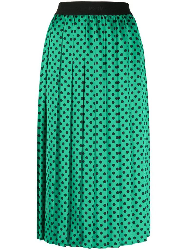 polka-dot pleated skirt