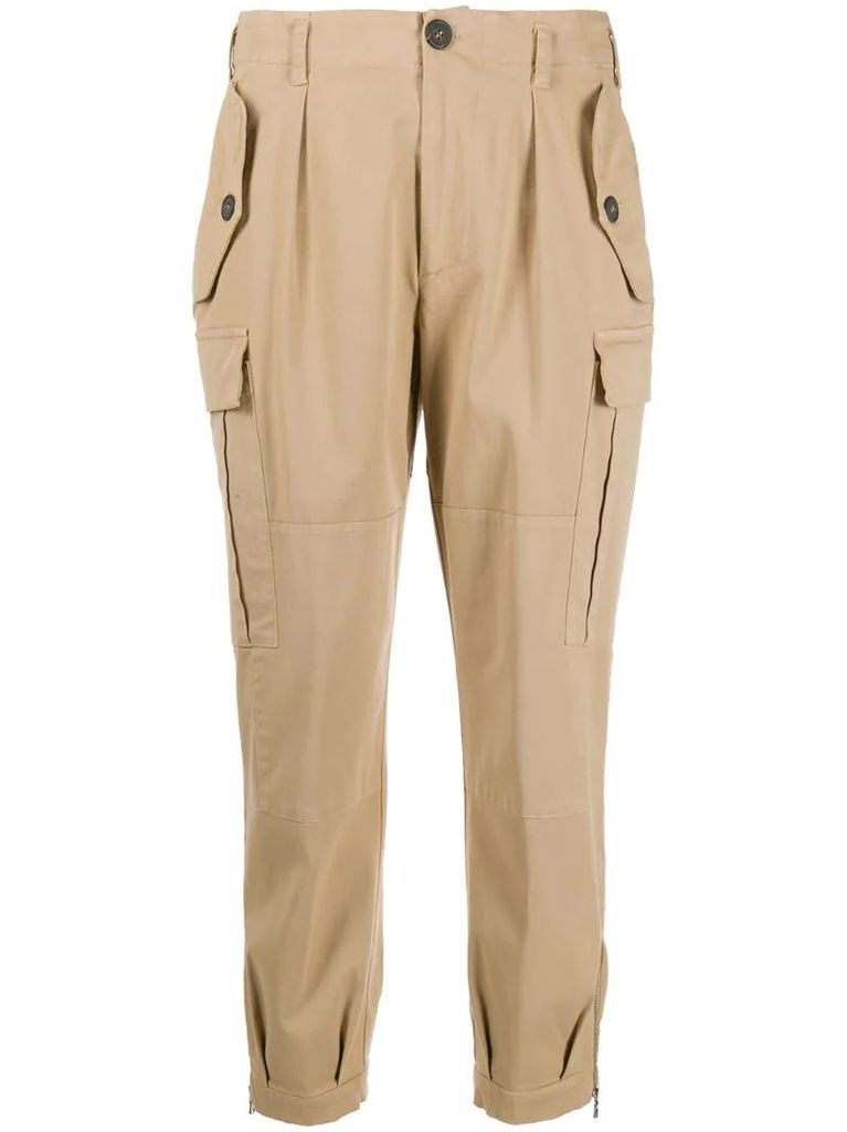high rise cropped cargo trousers