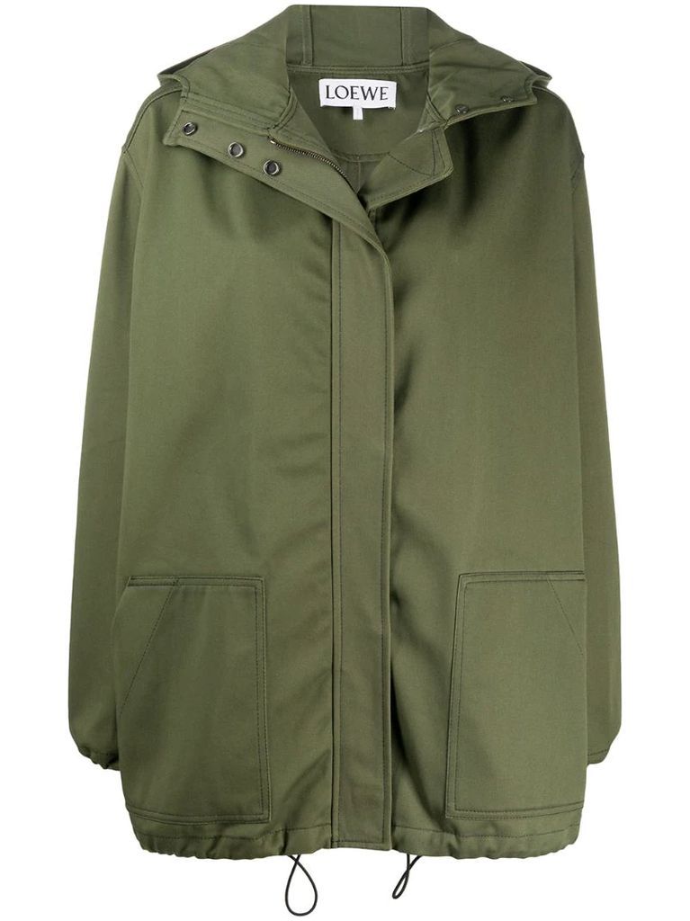 hooded zip-up parka coat