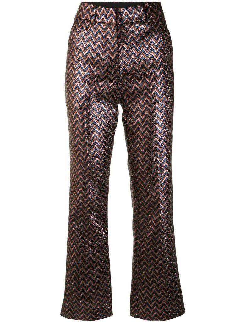 zigzag pattern high-waisted trousers