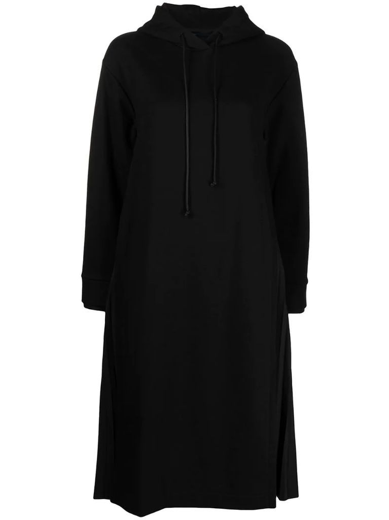 drawstring hoodie dress with pleat detailing