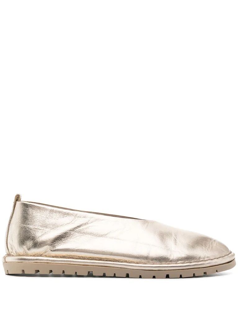 metallic-tone slip-on ballerina shoes