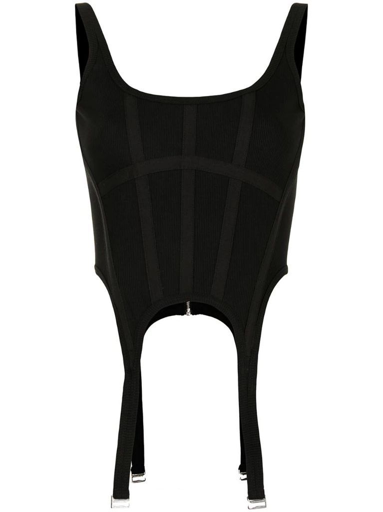 ribbed tonal panel corset top