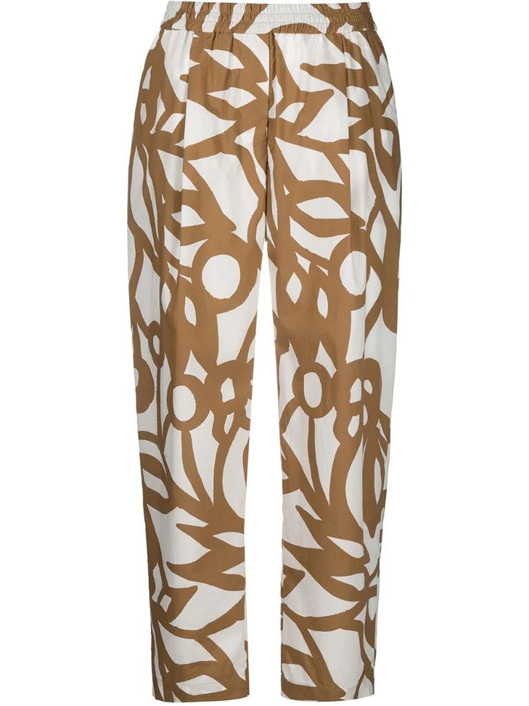 abstract-print cropped trousers