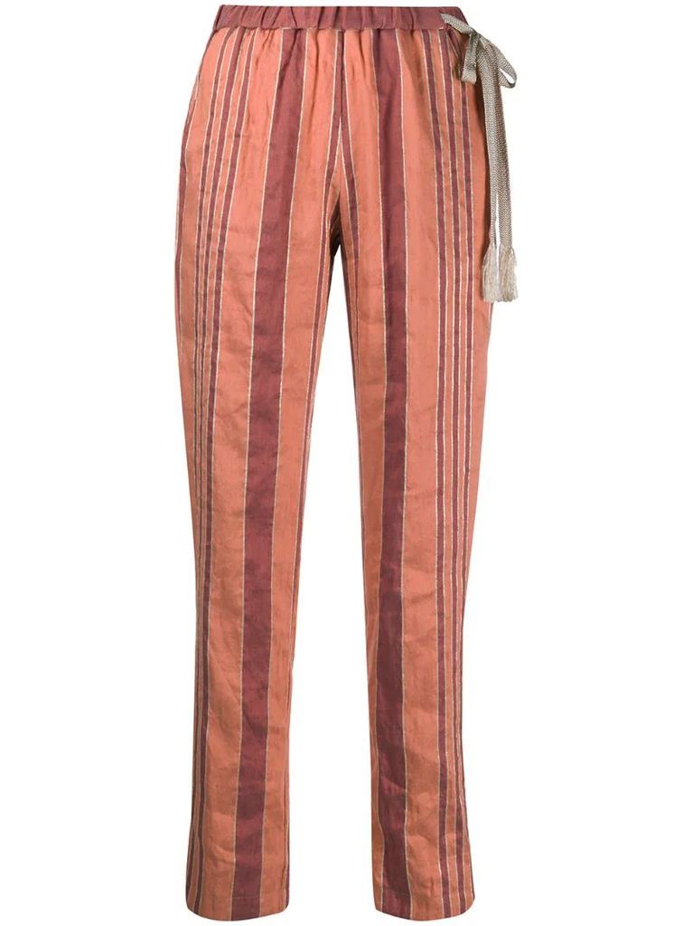 striped straight-leg trousers