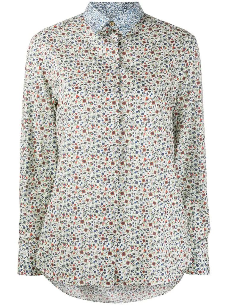 floral-print contrast shirt