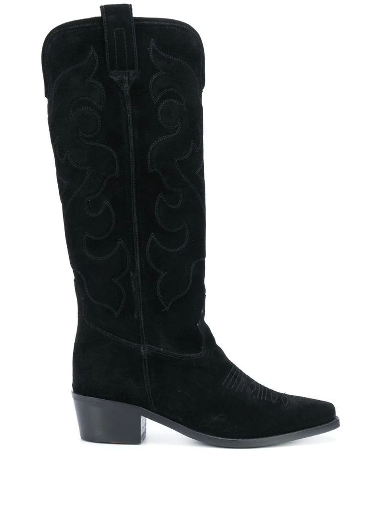 calf-length cowboy boots