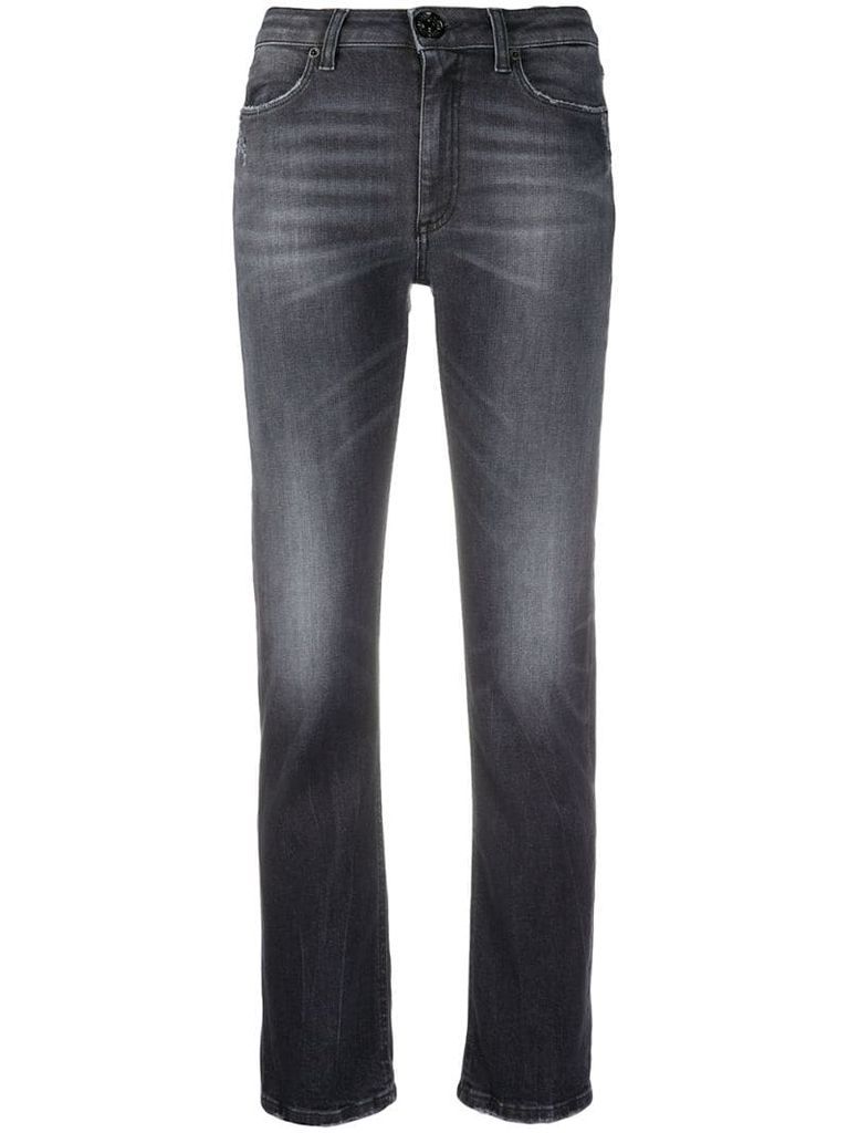 stonewashed slim-fit jeans