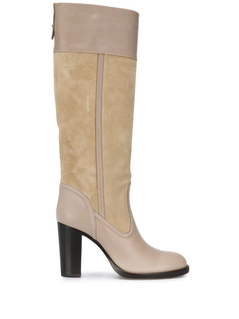 knee-high two-tone boots
