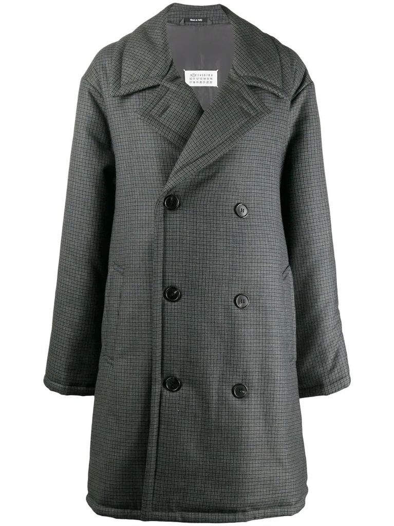 double-breasted check coat