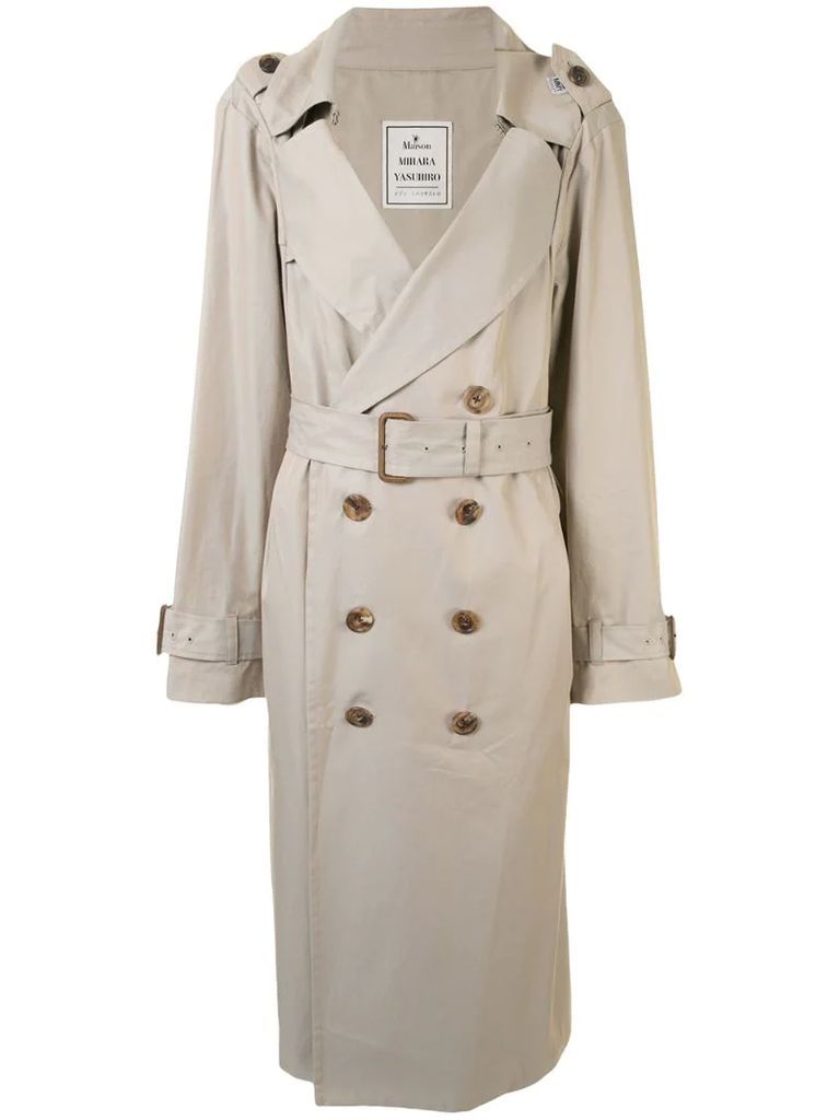 oversized belted waist trench coat