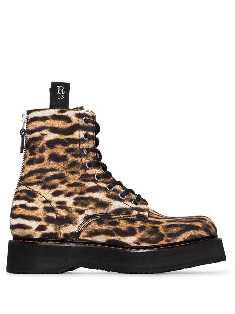leopard-print leather boots