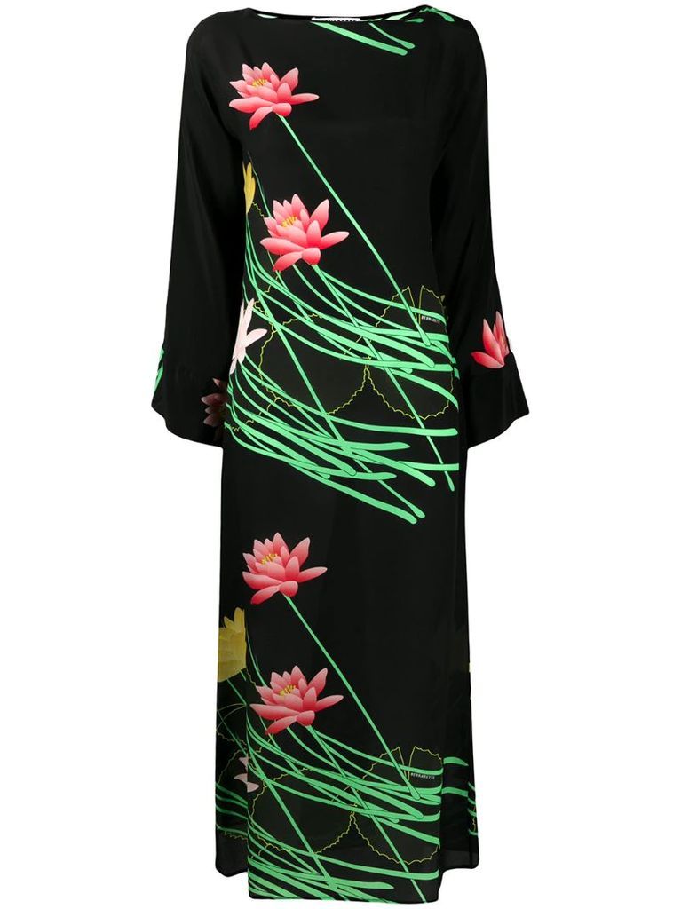 Lily-print silk dress