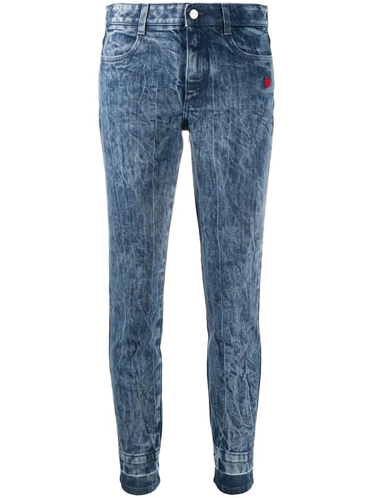 crinkled-finish skinny jeans
