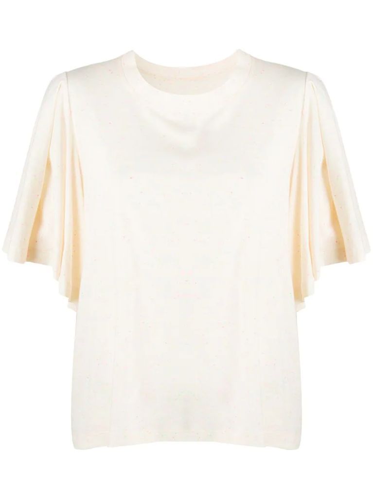flounce short-sleeved sleeve T-shirt