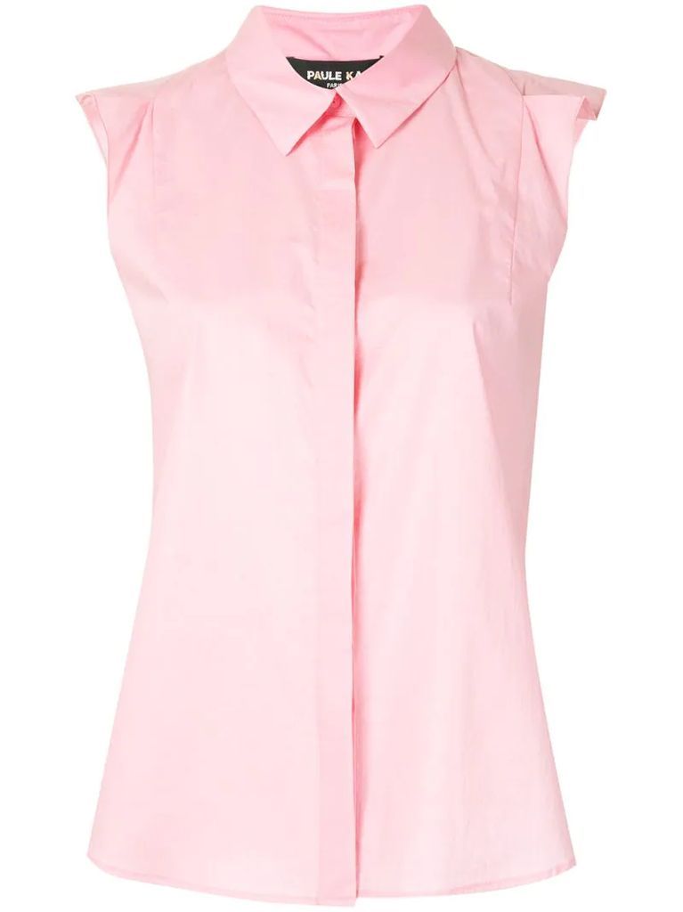 concealed fastening sleeveless blouse