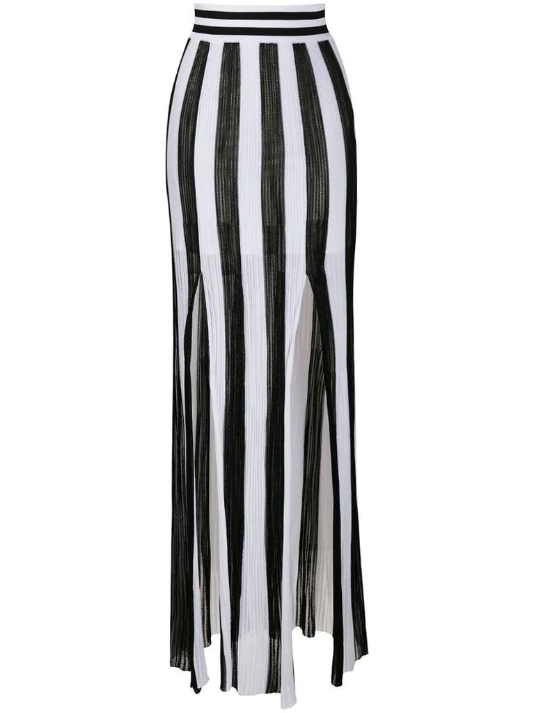 vertical-stripe knitted skirt