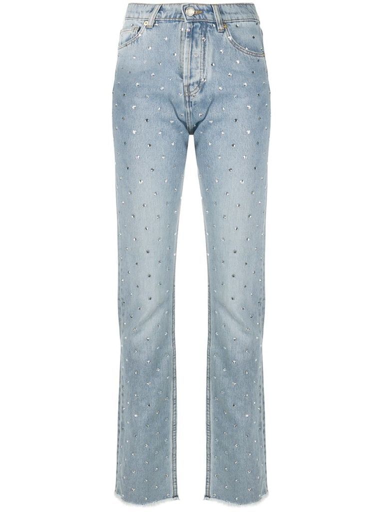 embellished high-waisted slim jeans