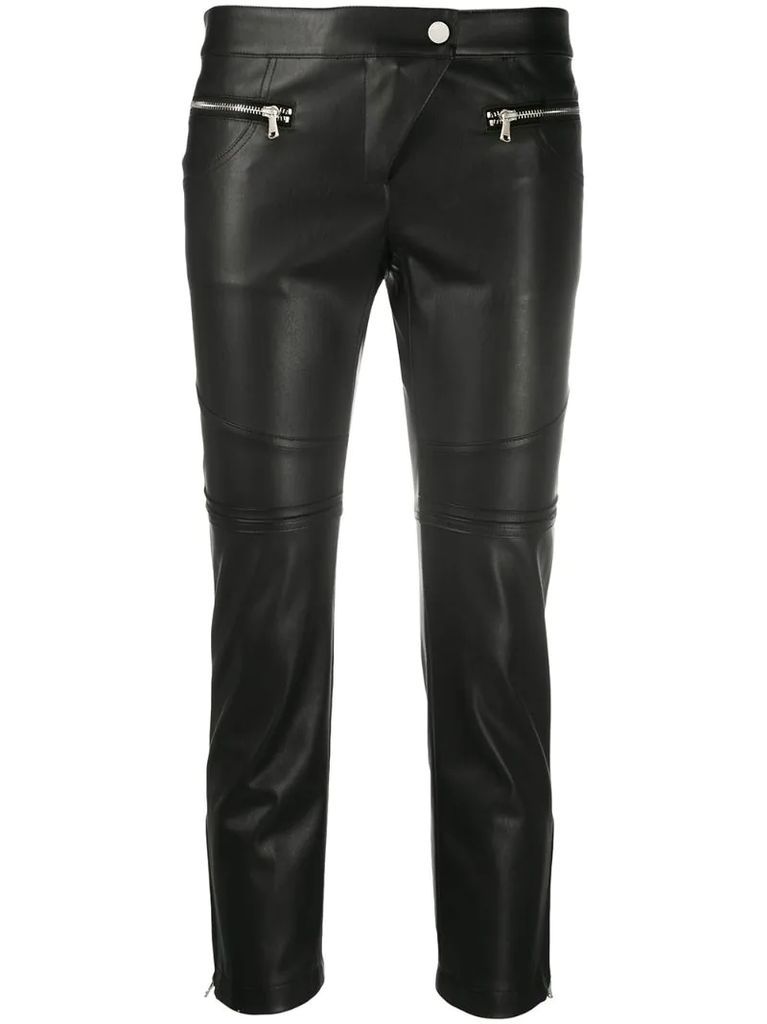 leather-effect cropped trousers