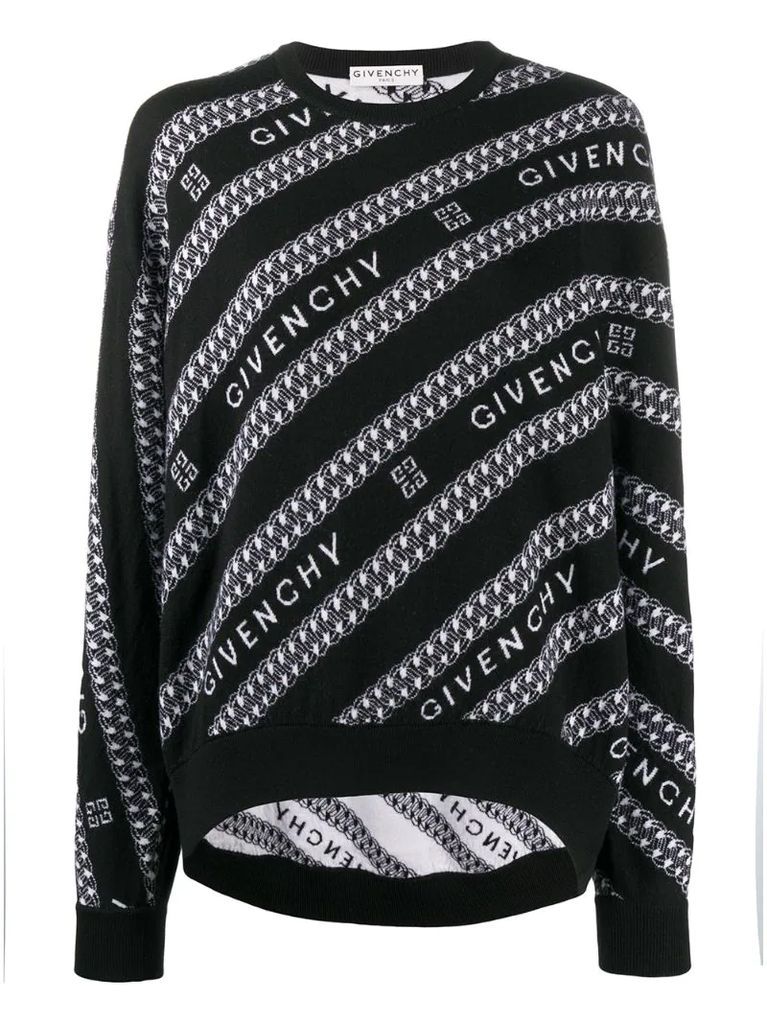 logo diagonal stripe knitted jumper