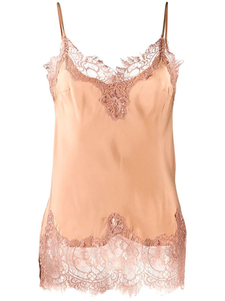 sleeveless lace detail top