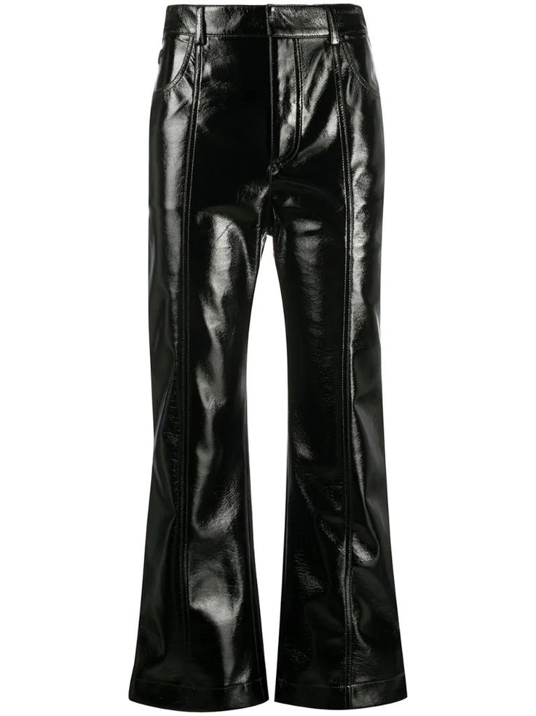 polished-effect cropped trousers