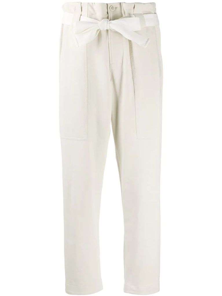 tie-fastening tapered trousers