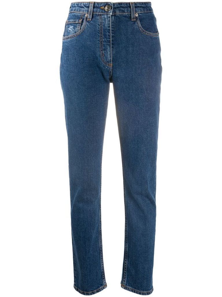 high rise slim fit jeans